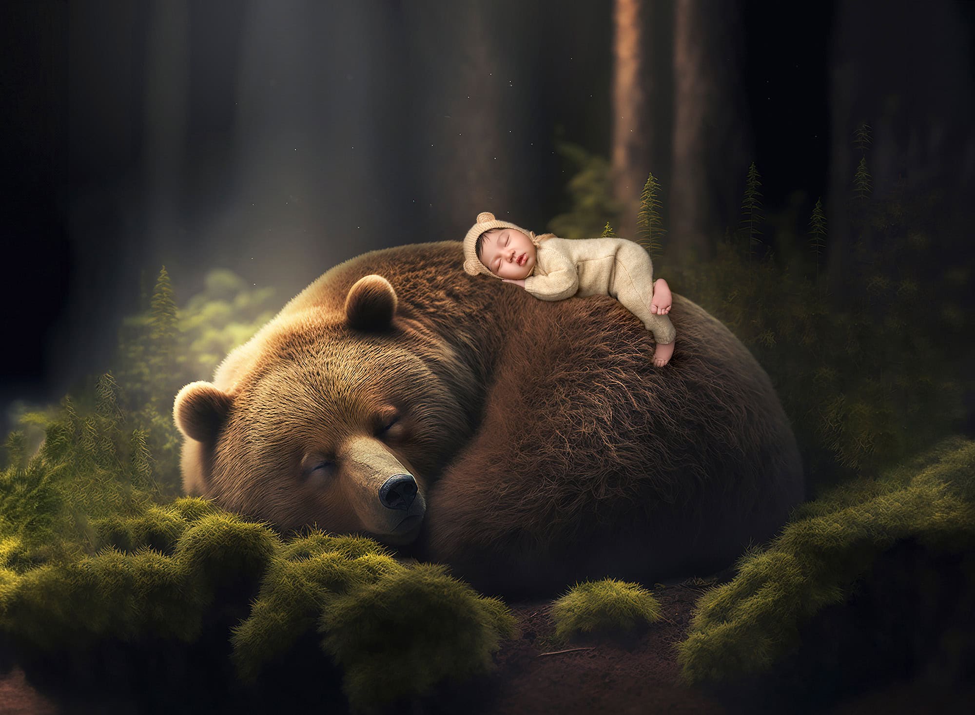 Glastonbury newborn photographer newborn baby asleep on the back of a bear